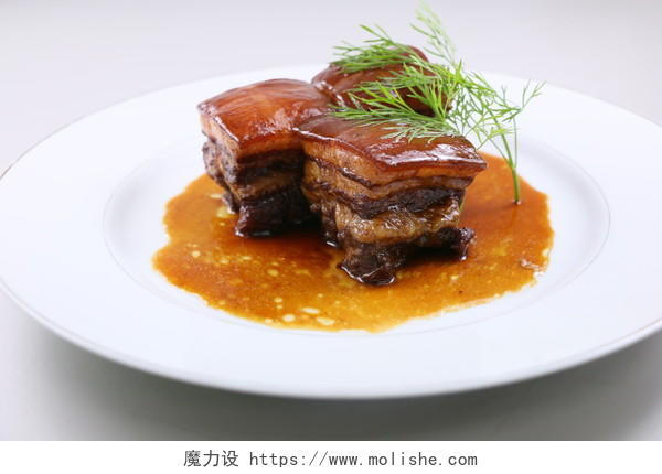 食物肉类新鲜红烧肉红烧猪肉精致摆盘